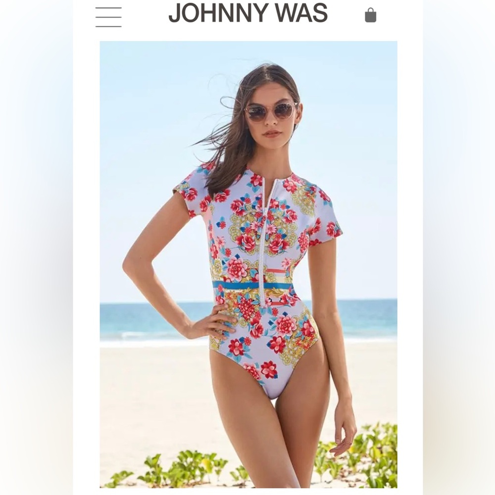 NWT Johnny Was Jasper Neoprene One Piece Swimsuit | Size Medium